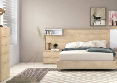 La combinados de acabados claros le dá un toque sencillo y elegante al dormitorio.