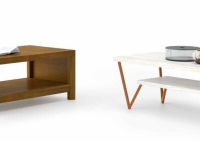 Gran variedad en mesas centro fijas en madera. Variedad de acabados. Mesa de madera de 110cm x 65cm. Mesa de madera con patas en 120cm x 60cm.